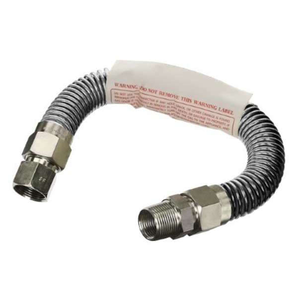 Flextron Gas Line Hose 3/8'' O.D. x 18'' Length 3/8" FIP x MIP Fittings, Stainless Steel Flexible Connector FTGC-SS14-18I